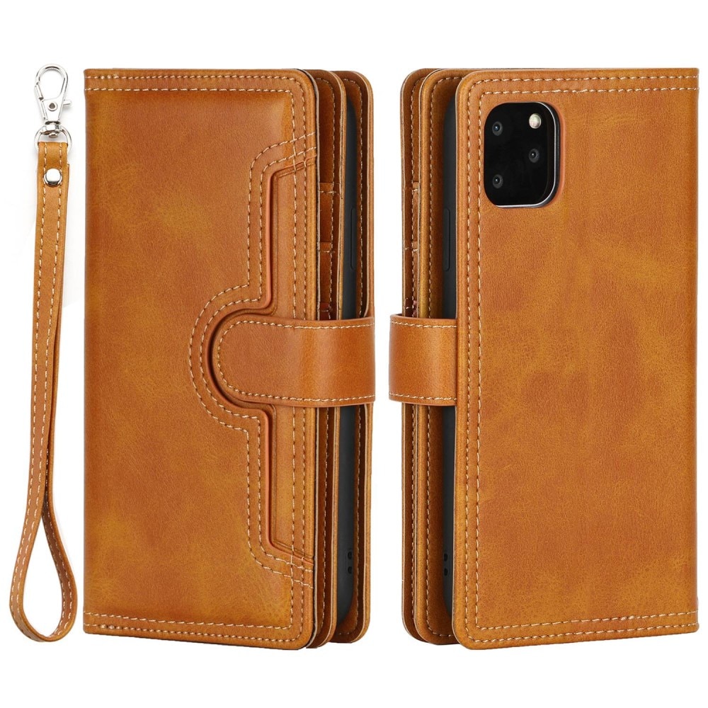 Læder multi-slot tegnebog iPhone 14 cognac