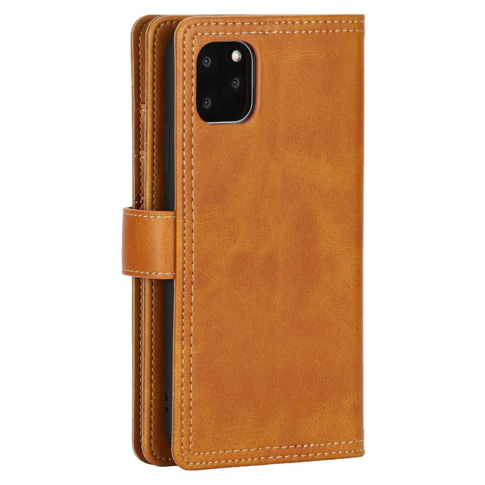 Læder multi-slot tegnebog iPhone 14 cognac