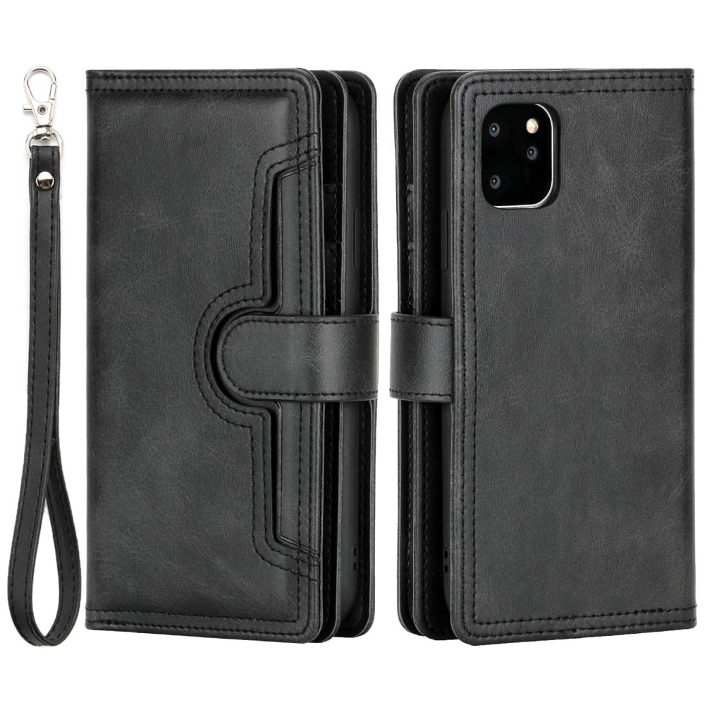 Læder multi-slot tegnebog iPhone 14 sort