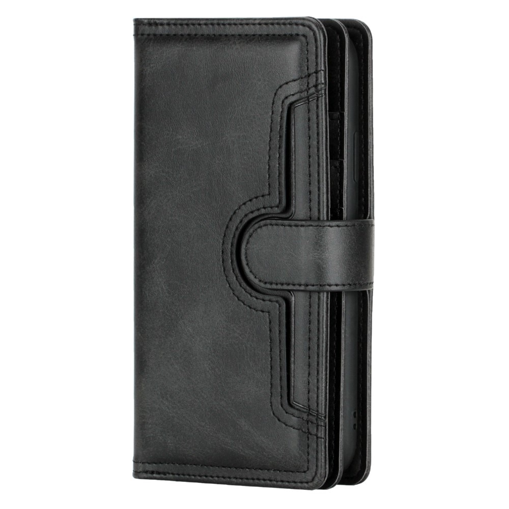 Læder multi-slot tegnebog iPhone 14 sort