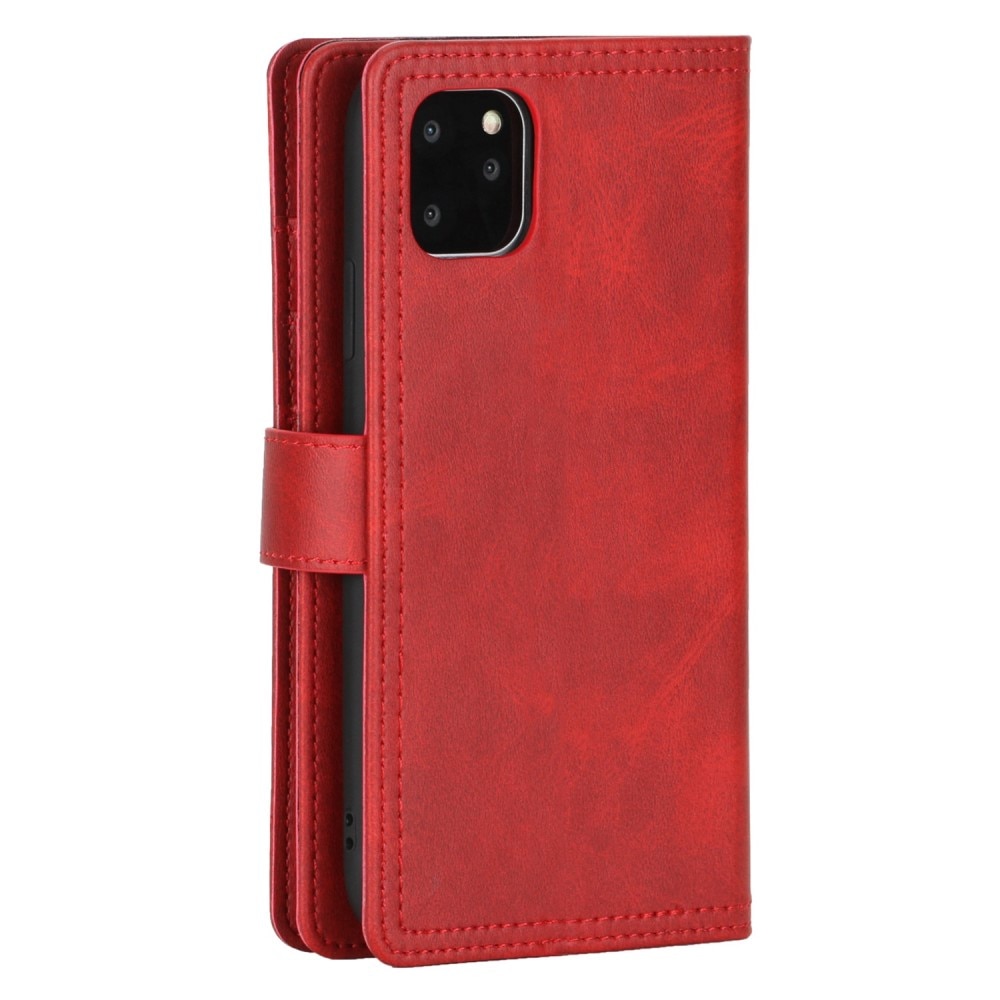Læder multi-slot tegnebog iPhone 14 rød