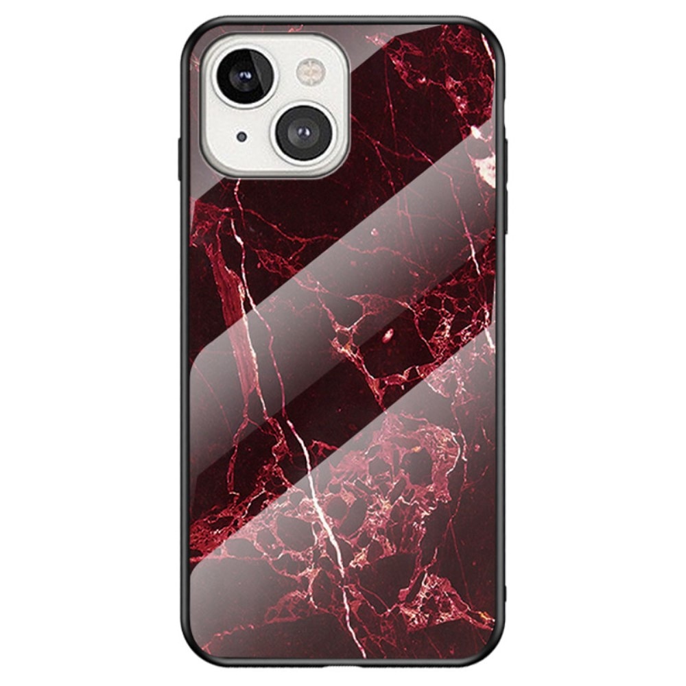 Cover Hærdet Glas iPhone 14 Plus rød marmor