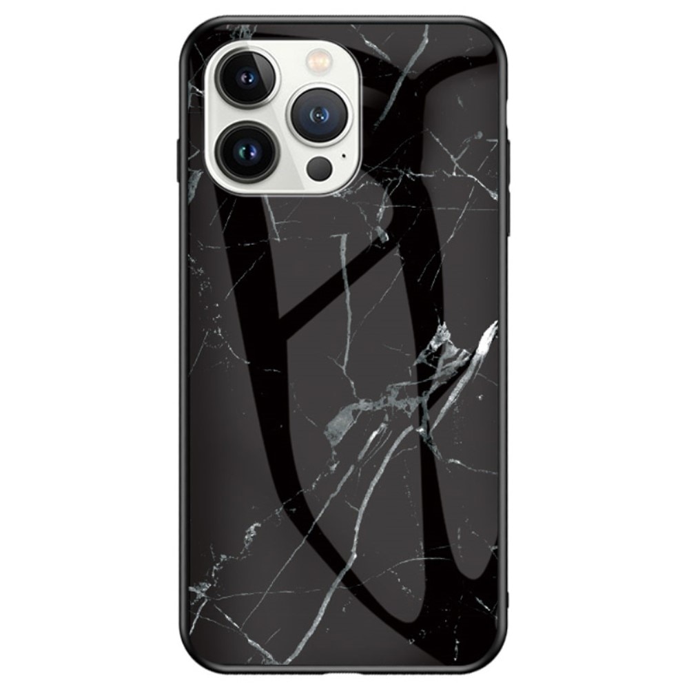 Cover Hærdet Glas iPhone 14 Pro Max sort marmor
