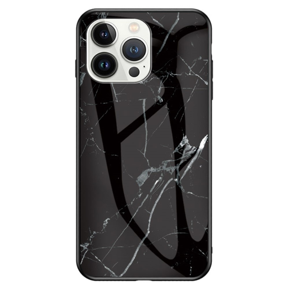Cover Hærdet Glas iPhone 14 Pro sort marmor