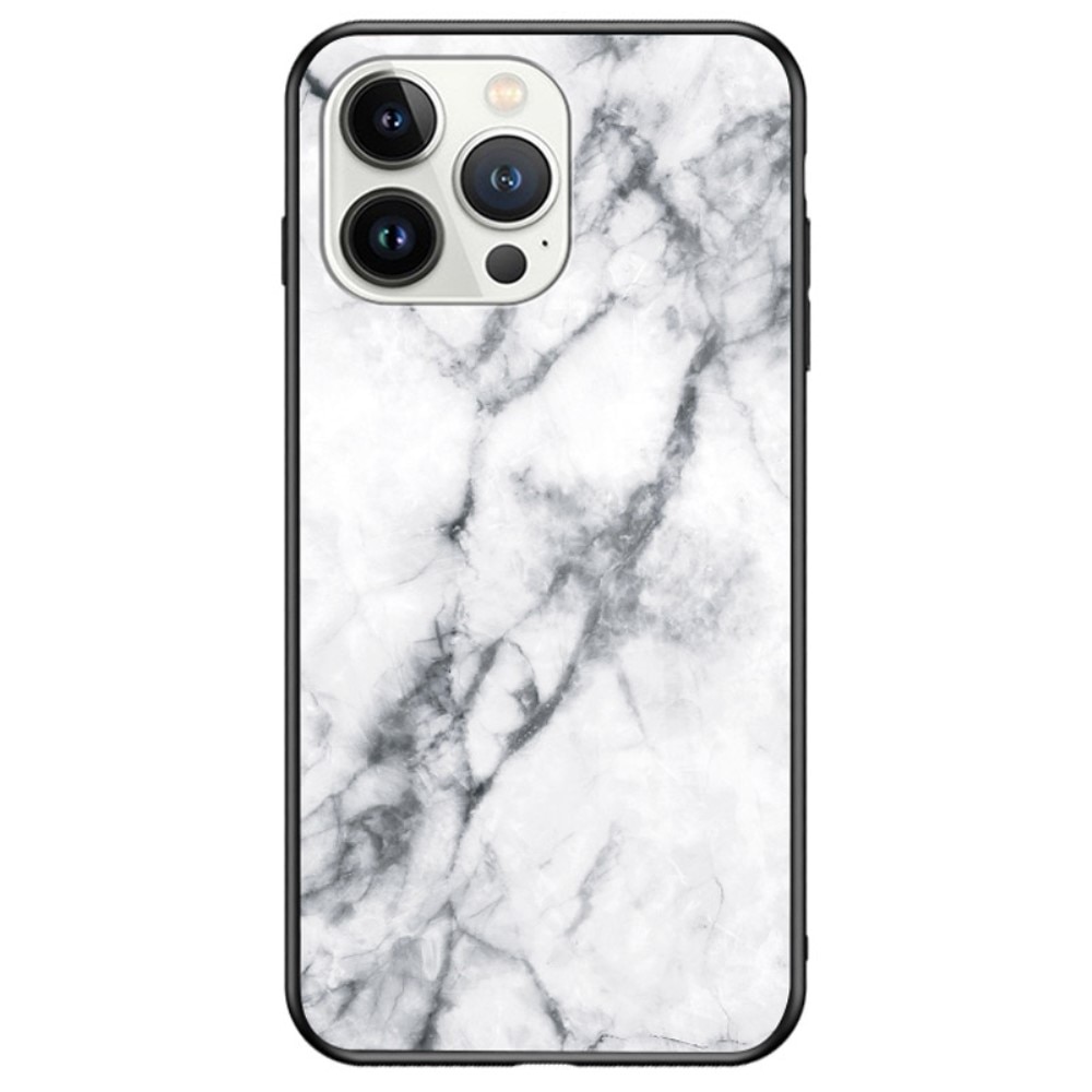 Cover Hærdet Glas iPhone 14 Pro hvid marmor