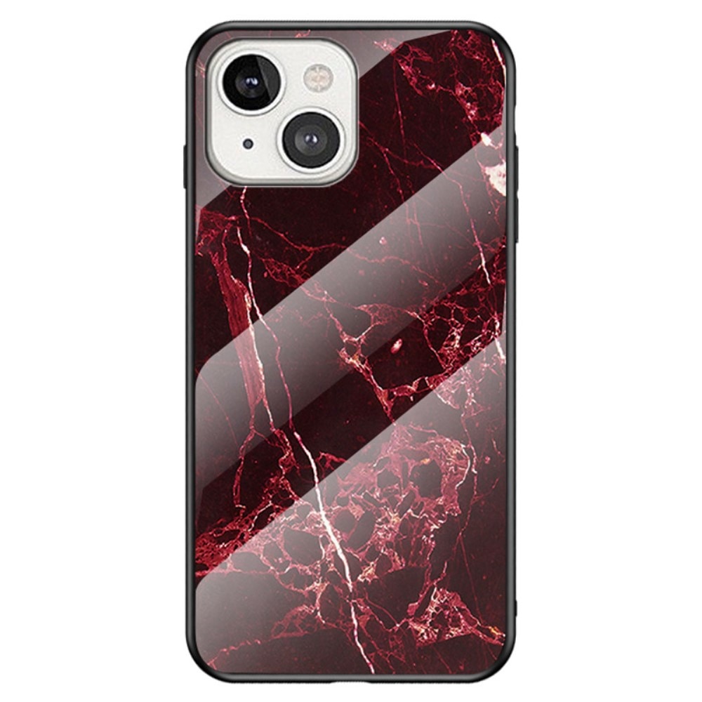 Cover Hærdet Glas iPhone 14 rød marmor