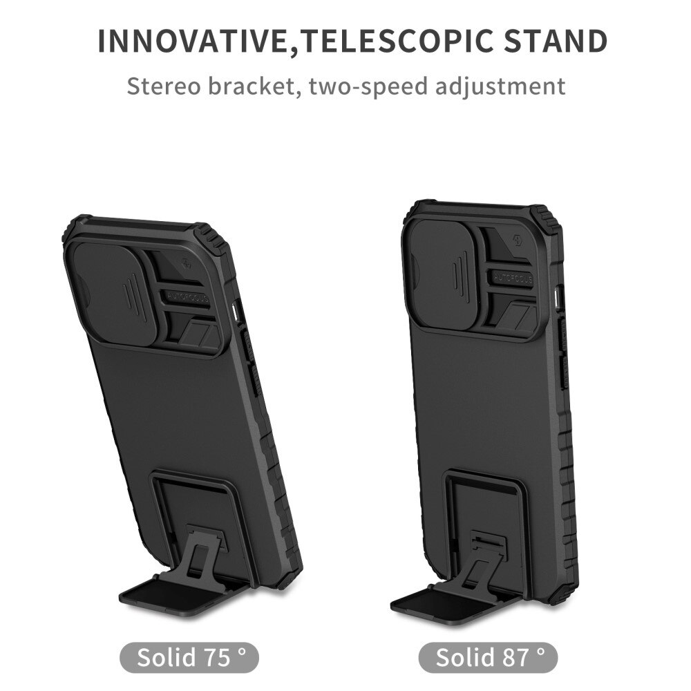 iPhone 14 Pro Kickstand Cover kamerabeskyttelse Sort