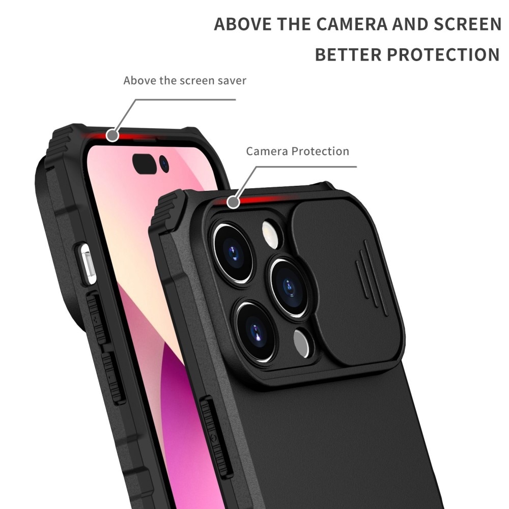 iPhone 14 Pro Kickstand Cover kamerabeskyttelse sort