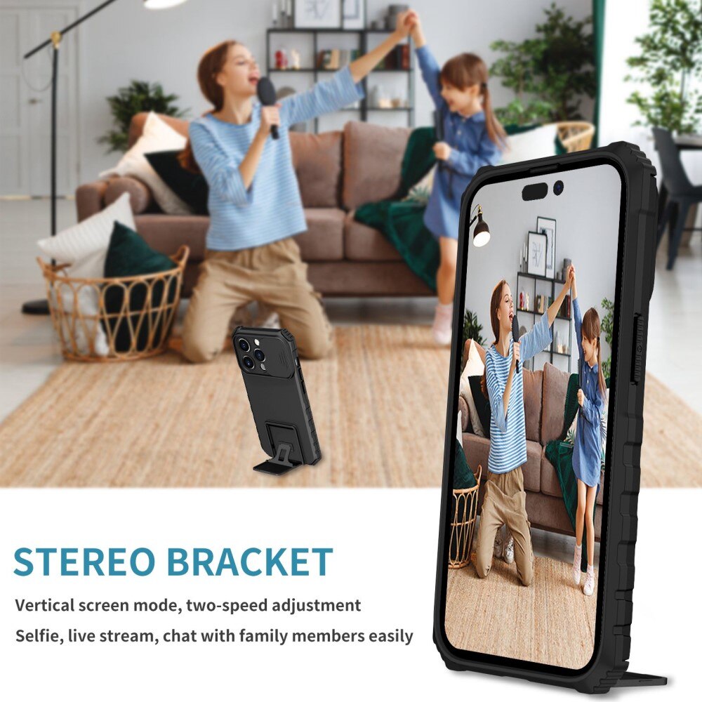 iPhone 14 Pro Kickstand Cover kamerabeskyttelse Sort