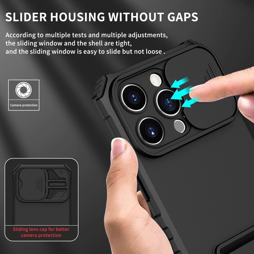 iPhone 14 Pro Kickstand Cover kamerabeskyttelse Sort
