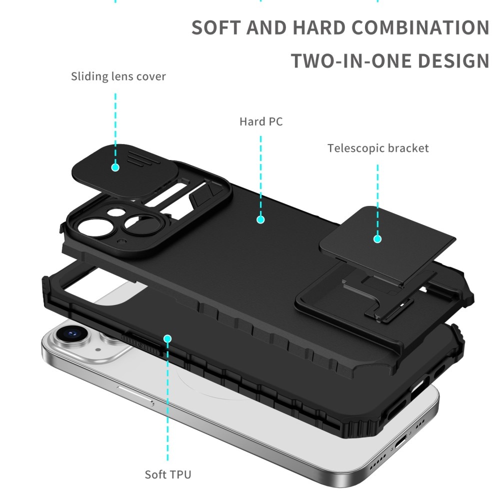 iPhone 14 Kickstand Cover kamerabeskyttelse sort