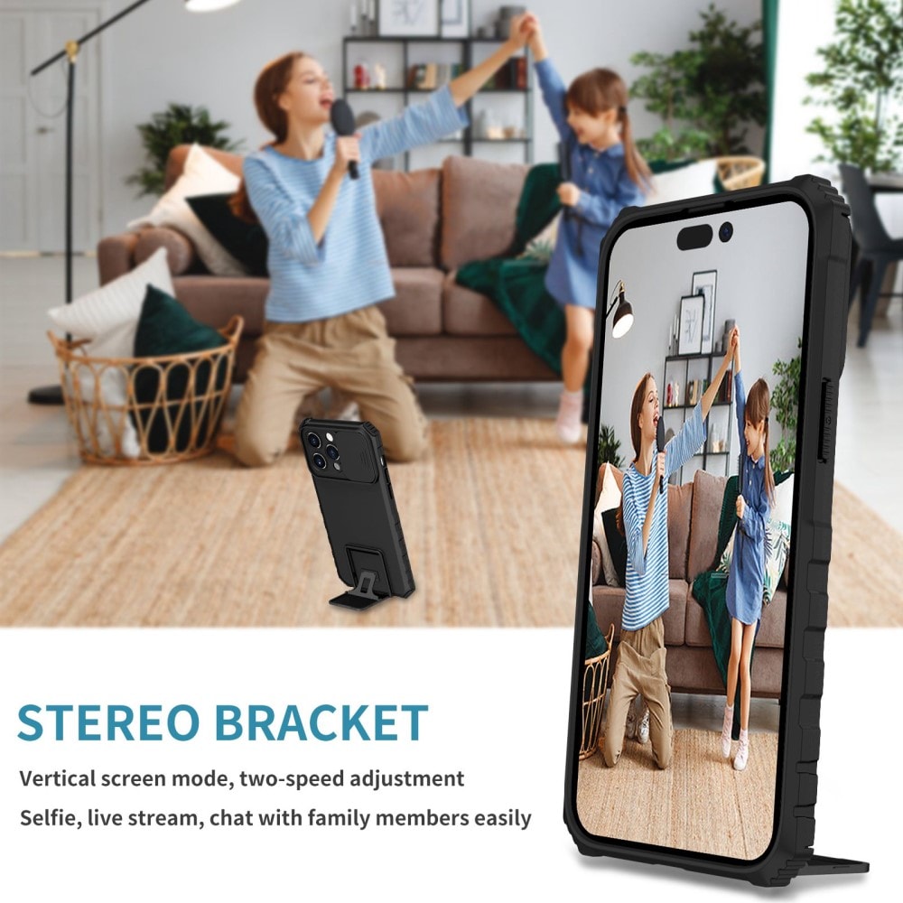 iPhone 14 Pro Max Kickstand Cover kamerabeskyttelse Sort