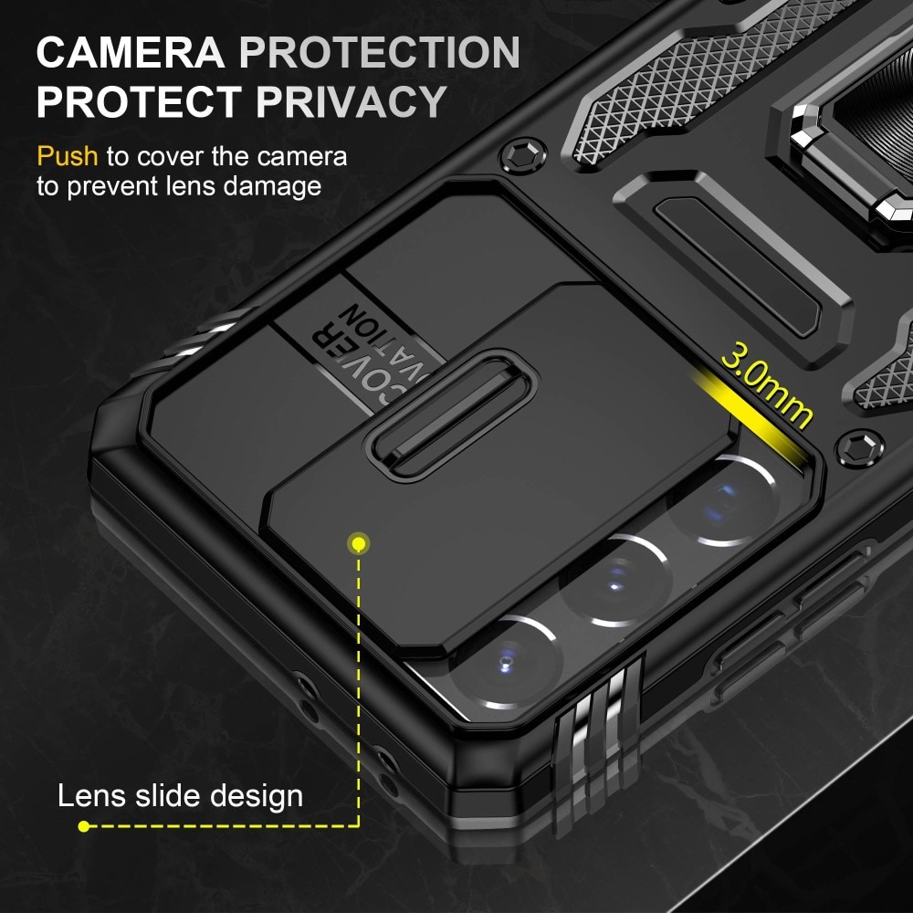 Hybridcover Tech Ring+Kamerabeskyttelse Samsung Galaxy S21 Ultra sort