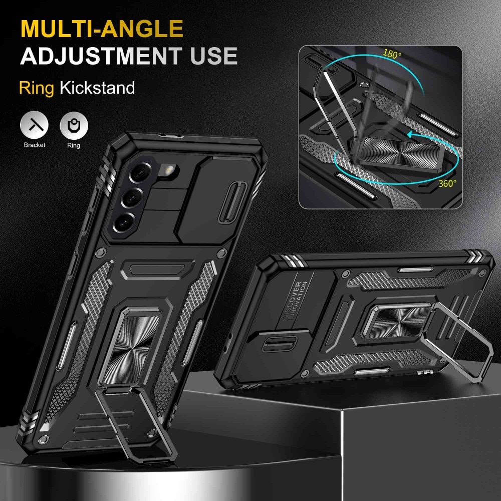 Hybridcover Tech Ring+Kamerabeskyttelse Samsung Galaxy S21 sort