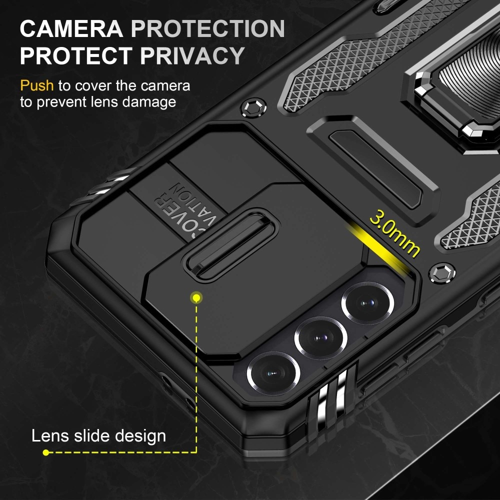 Hybridcover Tech Ring+Kamerabeskyttelse Samsung Galaxy S21 sort