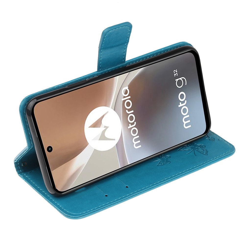 Læderetui Sommerfugle Motorola Moto G32 blå
