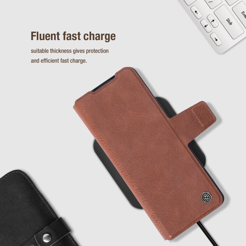 Leather Case with Pen Slot Samsung Galaxy Z Fold 4 brun