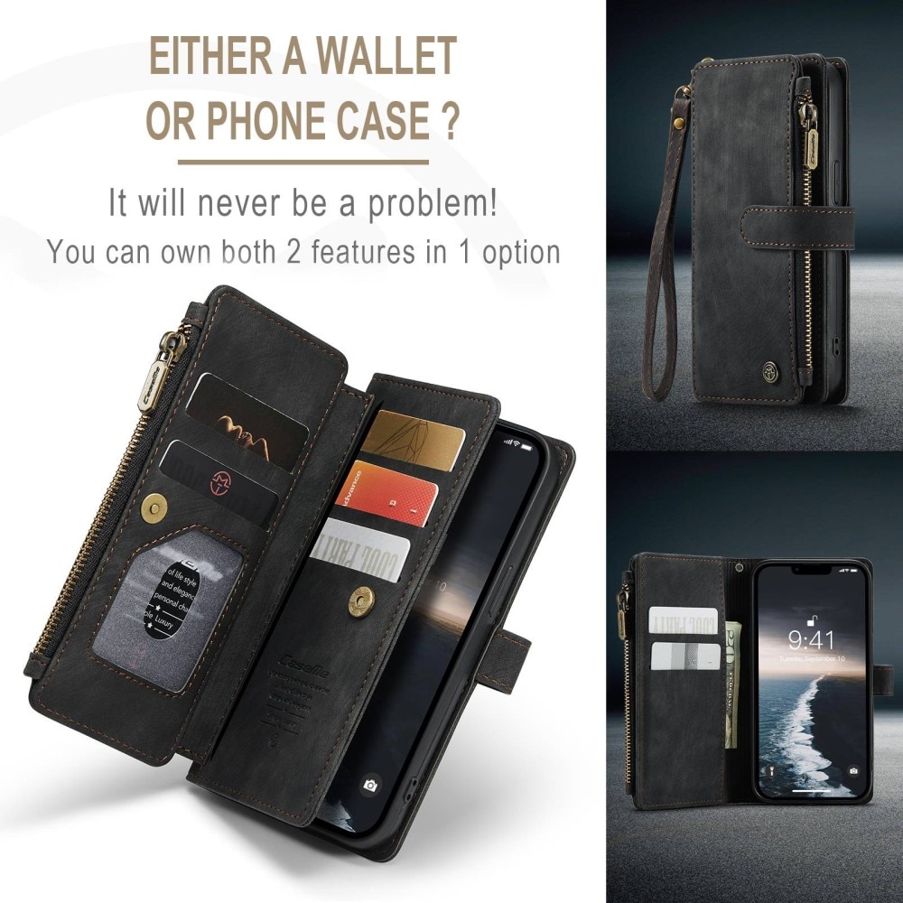 Zipper Wallet iPhone 14 sort