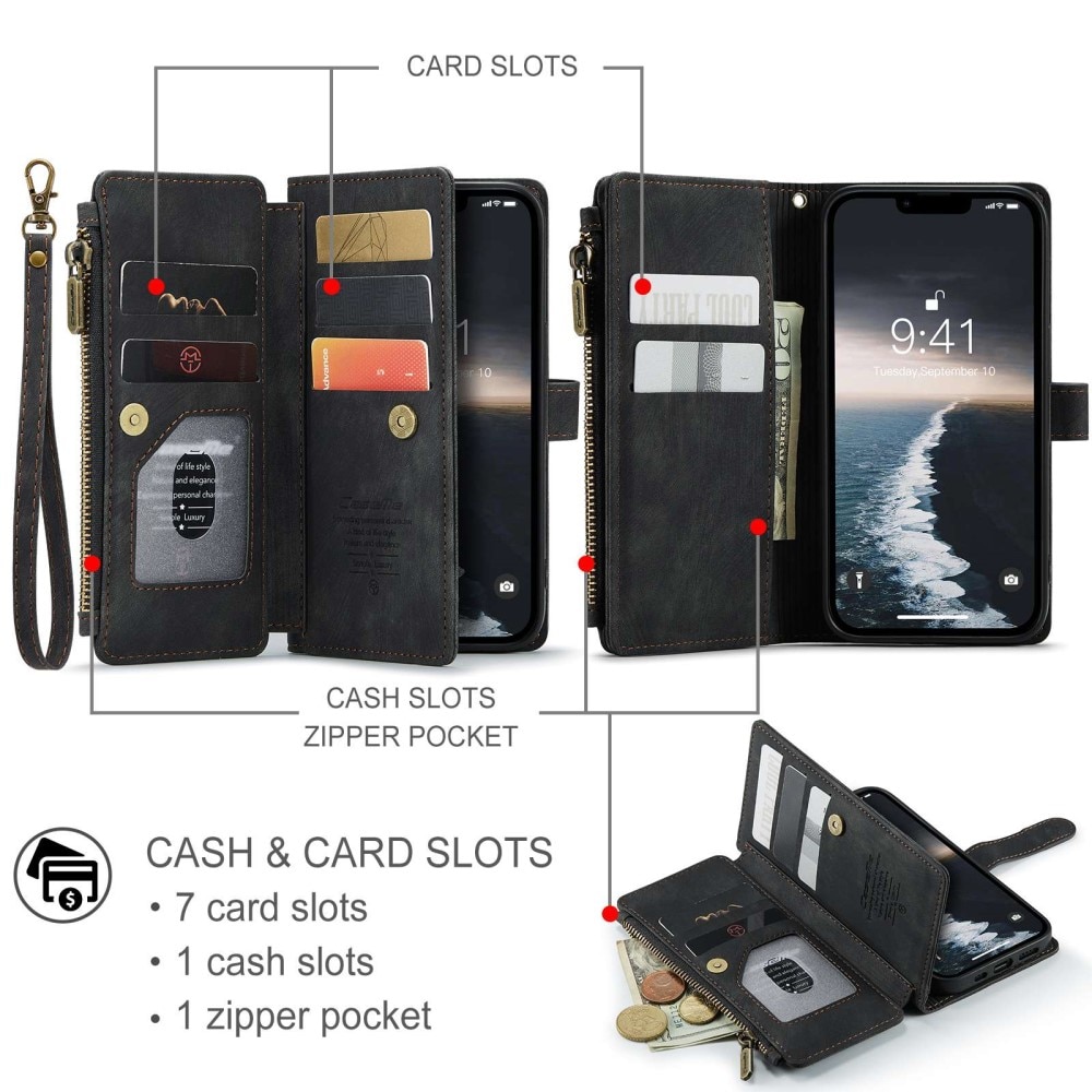 Zipper Wallet iPhone 14 sort