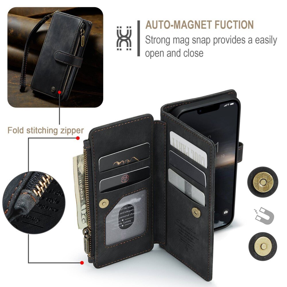 Zipper Wallet iPhone 14 sort