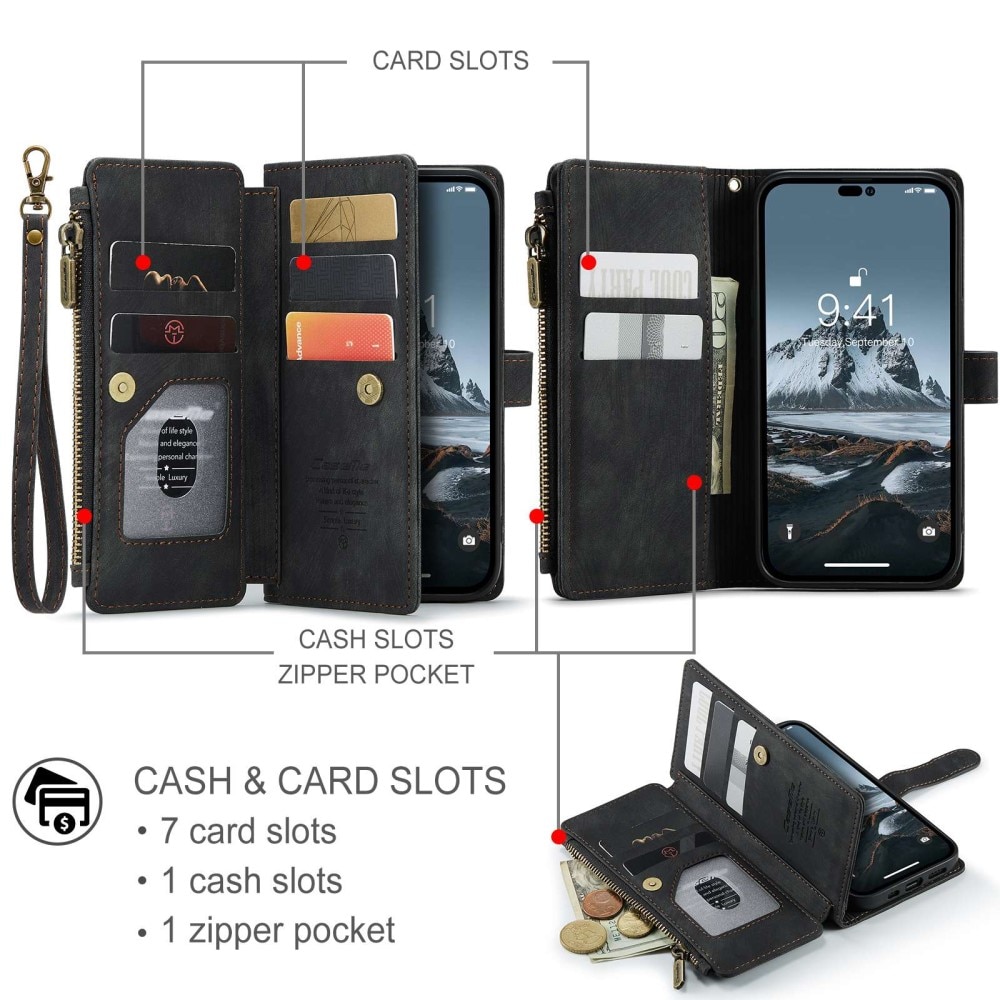 Zipper Wallet iPhone 14 Pro sort