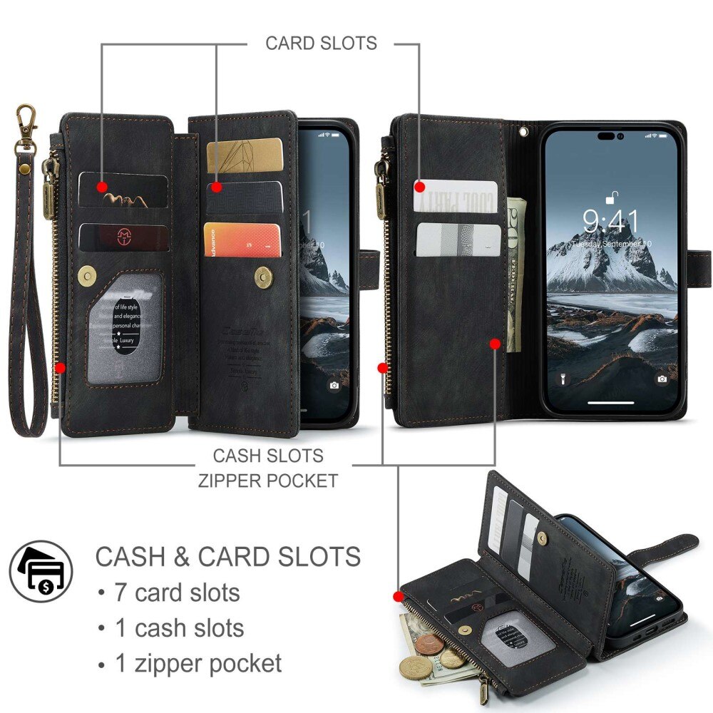 Zipper Wallet iPhone 14 Pro Sort