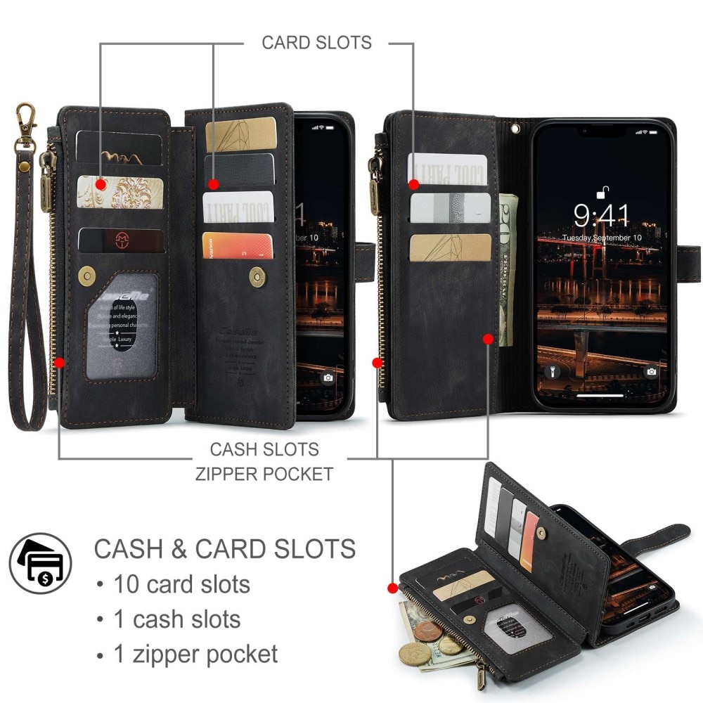 Zipper Wallet iPhone 14 Plus sort