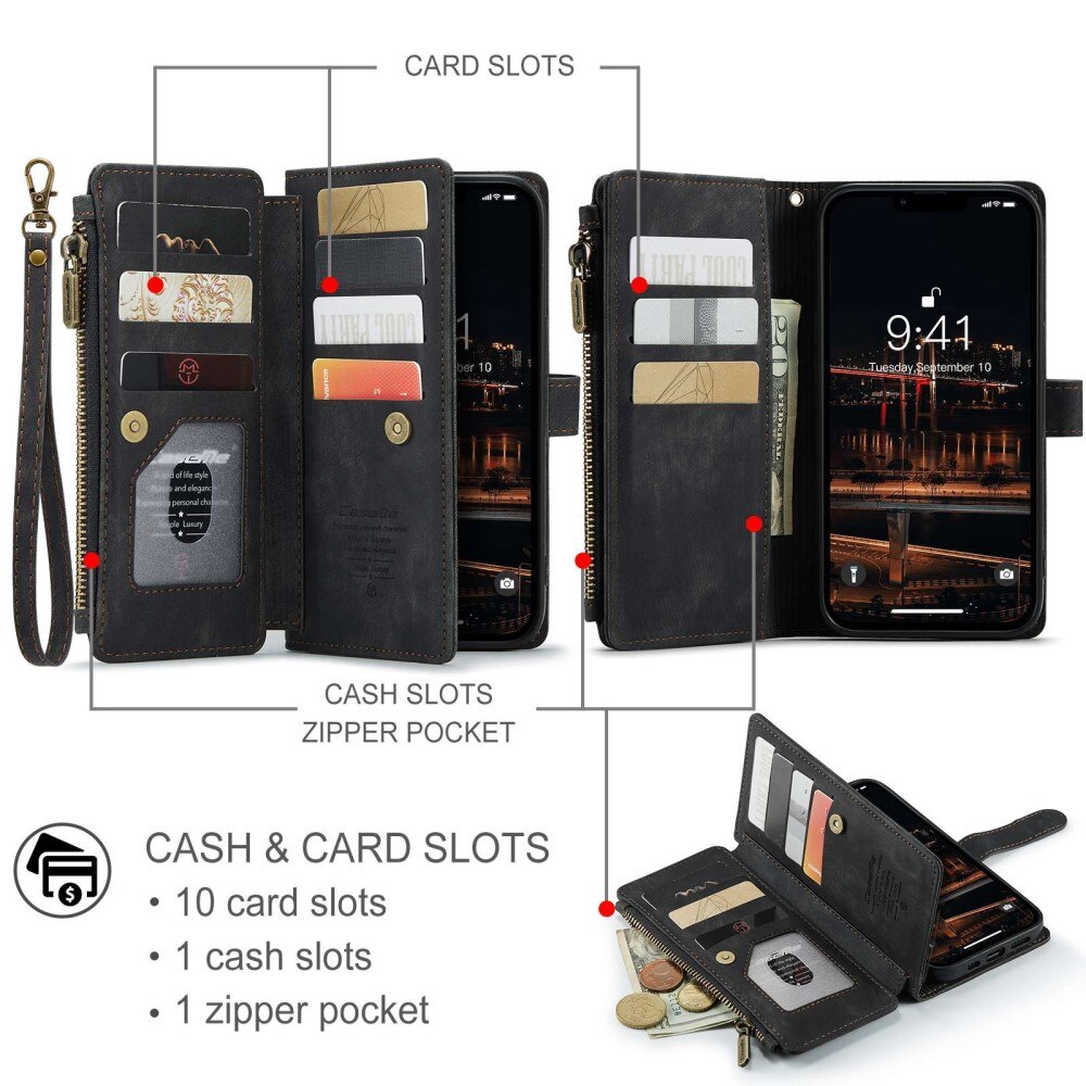 Zipper Wallet Apple iPhone 14 Plus Sort
