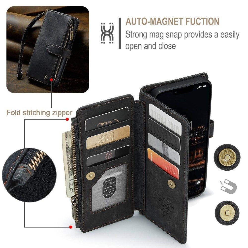 Zipper Wallet Apple iPhone 14 Plus Sort