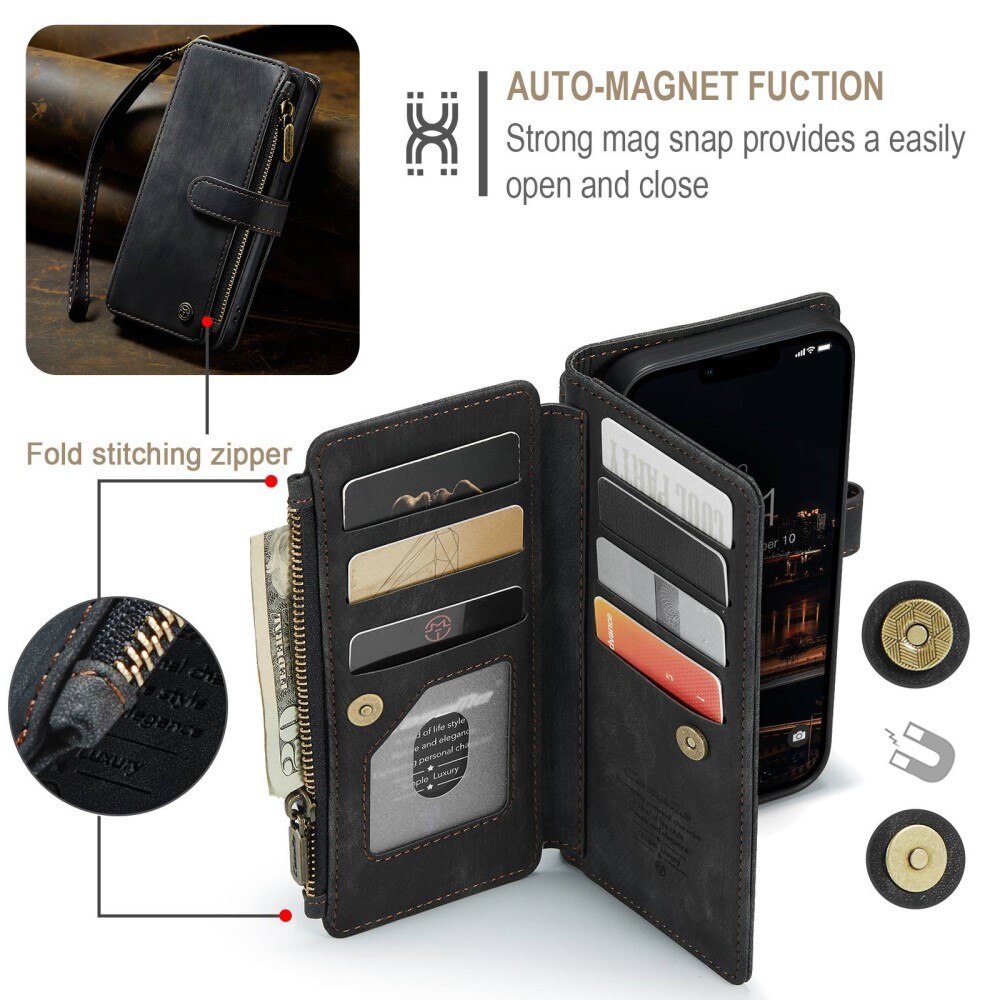 Zipper Wallet iPhone 14 Plus sort