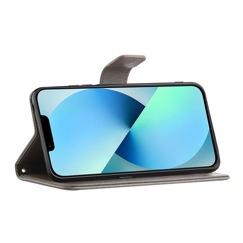 Læderetui Sommerfugle iPhone 14 Grå