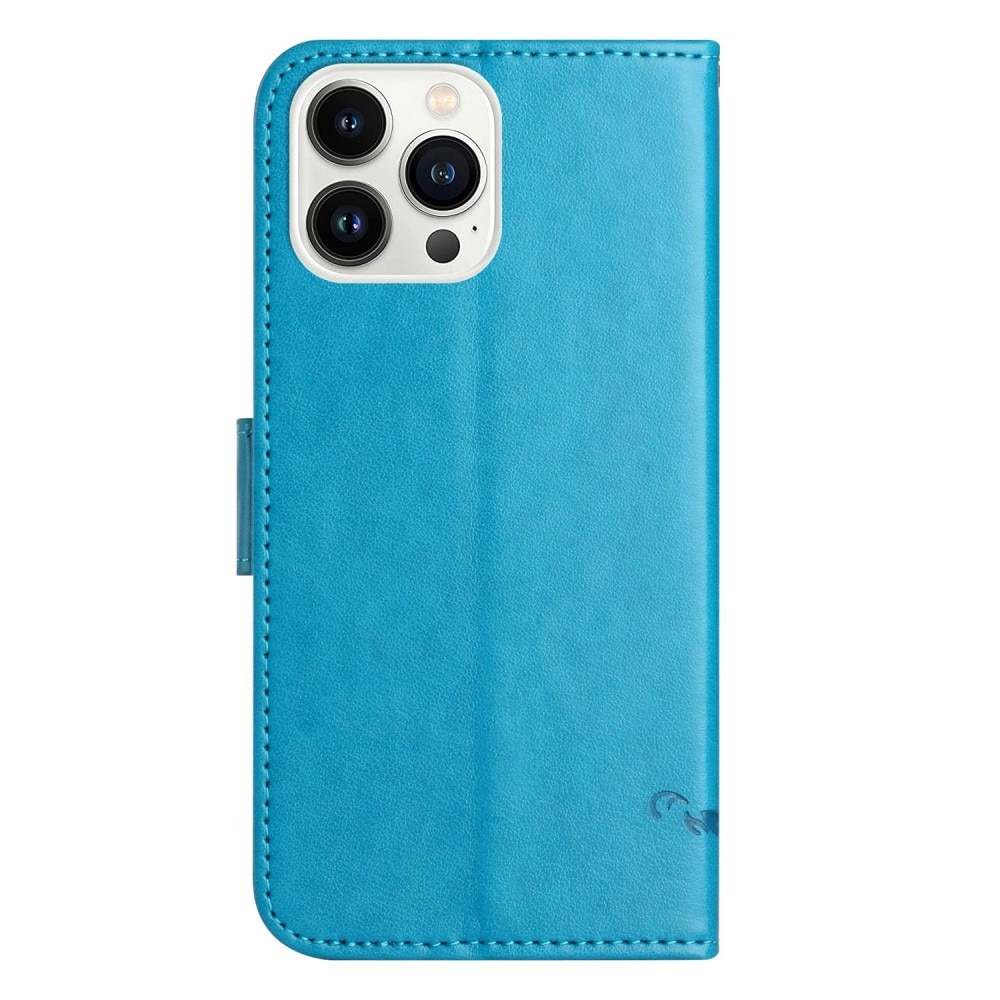 Læderetui Sommerfugle iPhone 14 Pro Blå
