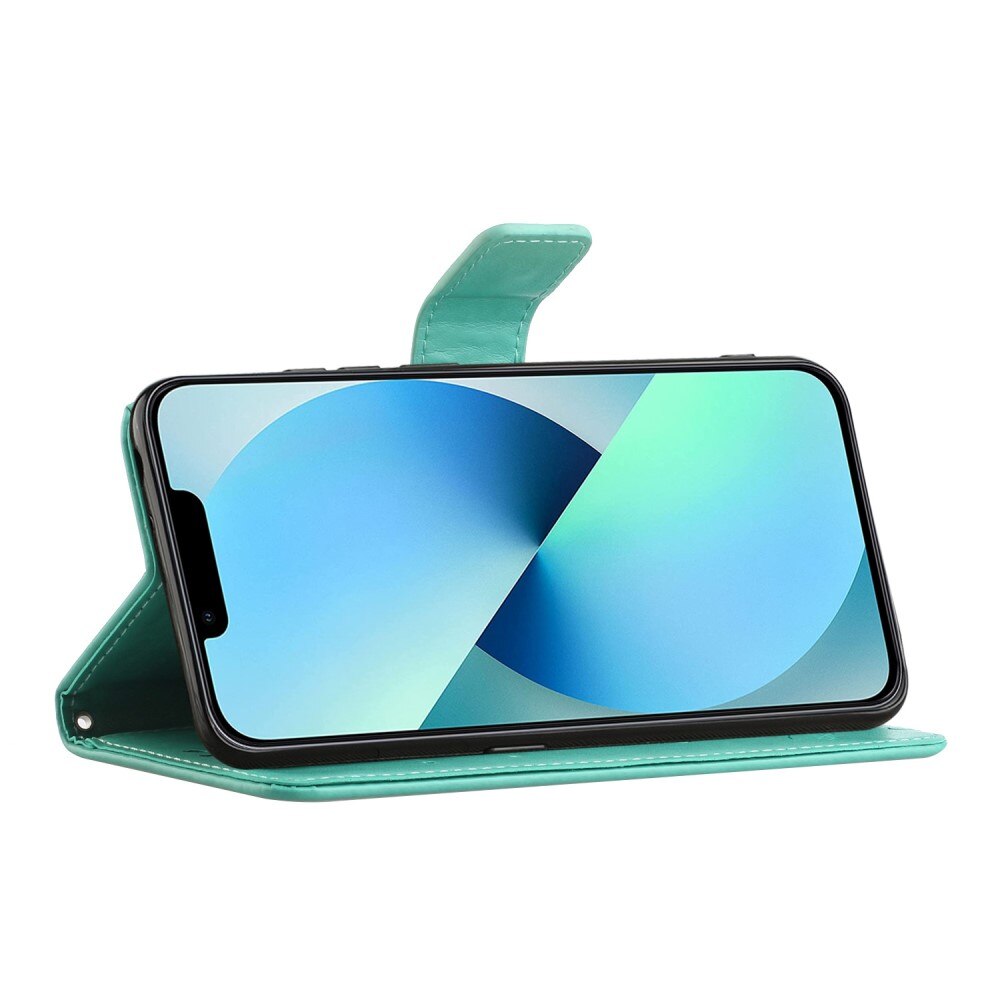 Læderetui Sommerfugle Apple iPhone 14 Grøn