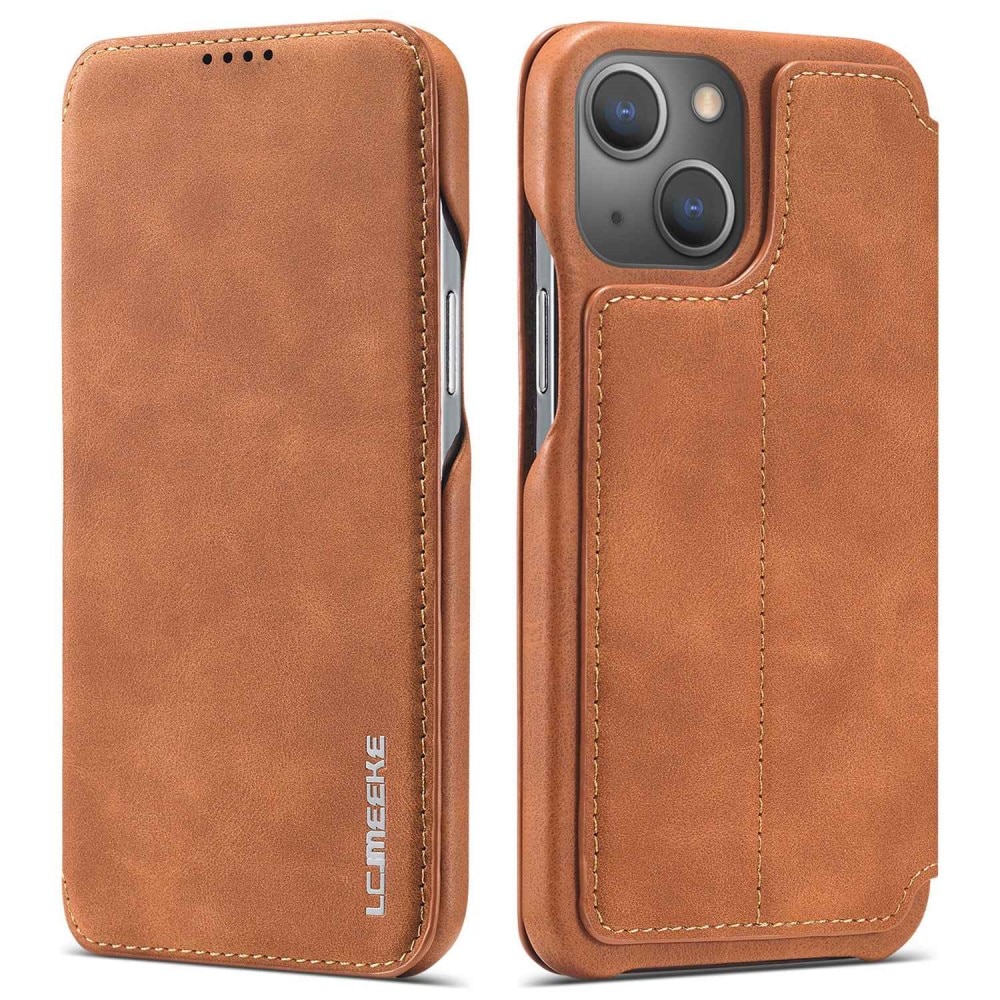 Slim Tegnebogsetui iPhone 14 cognac