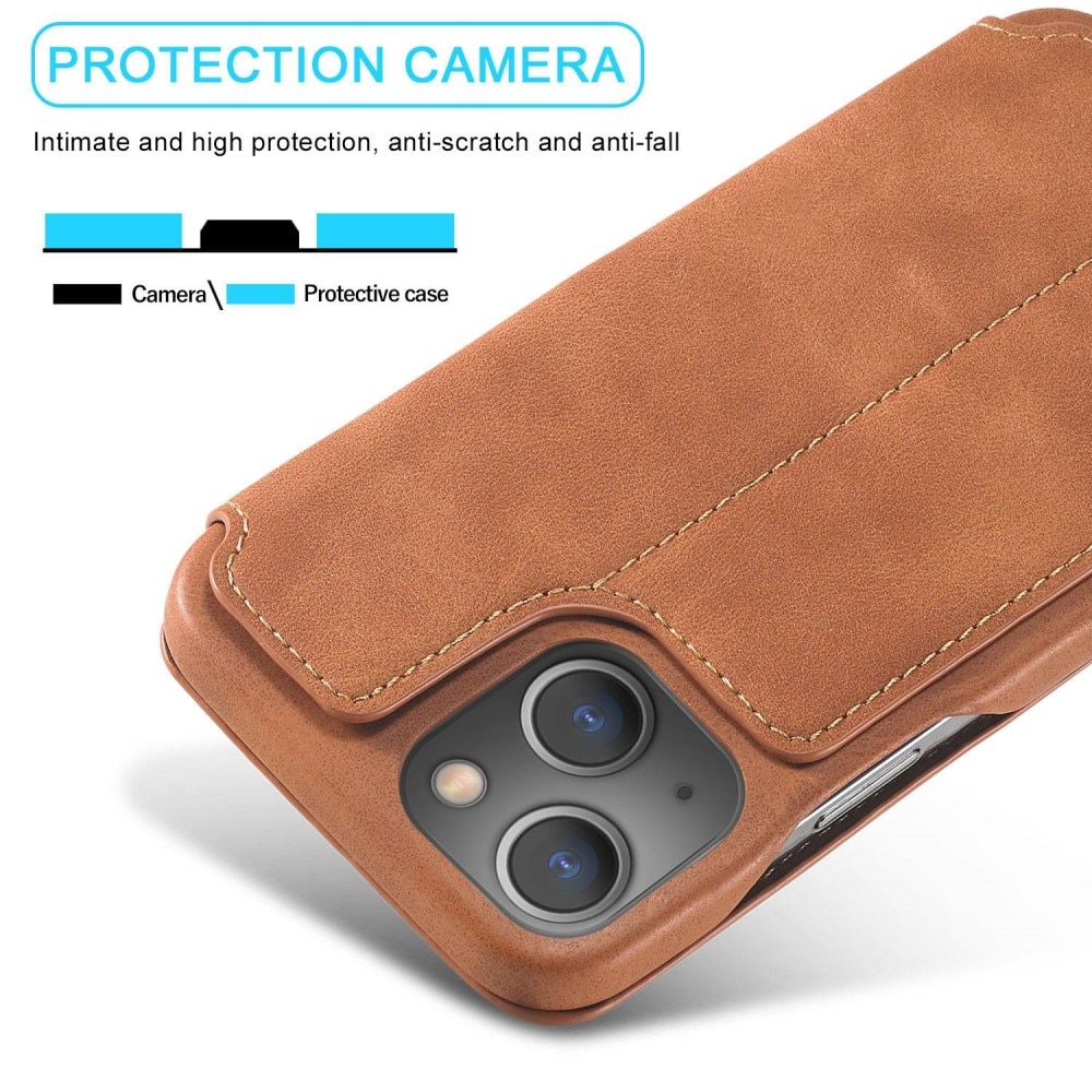 Slim Tegnebogsetui iPhone 14 Plus cognac
