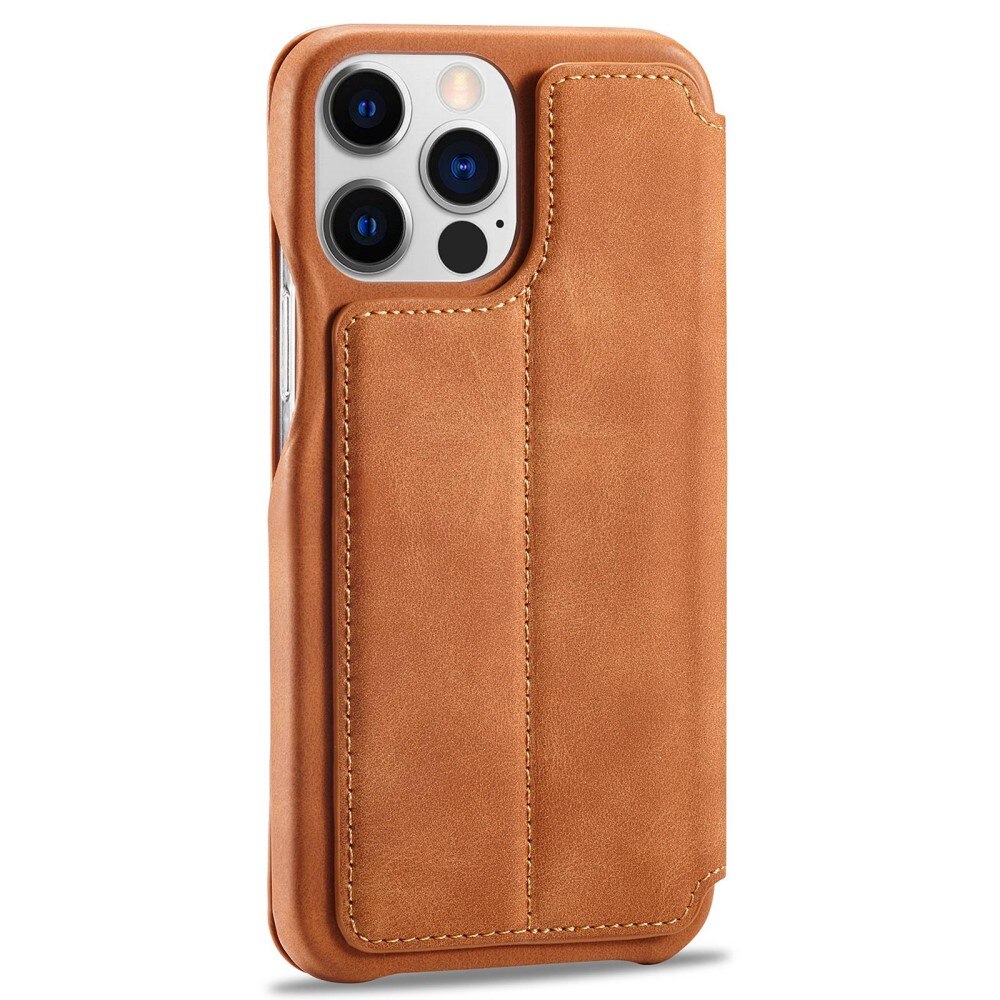 Slim Tegnebogsetui iPhone 14 Pro cognac