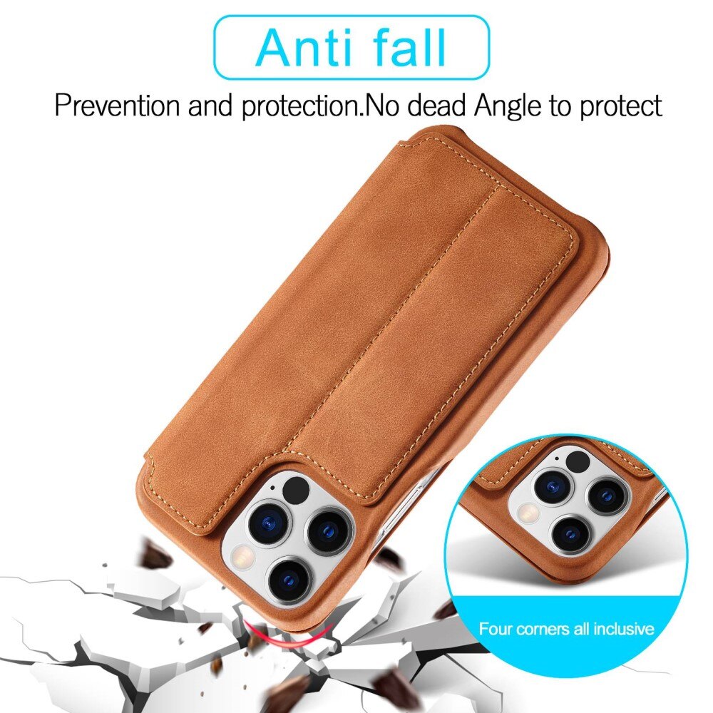 Slim Tegnebogsetui iPhone 14 Pro cognac