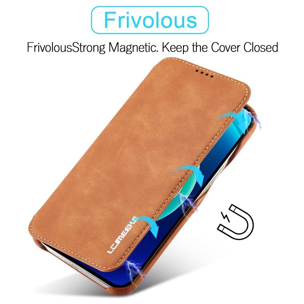 Slim Tegnebogsetui iPhone 14 Pro cognac