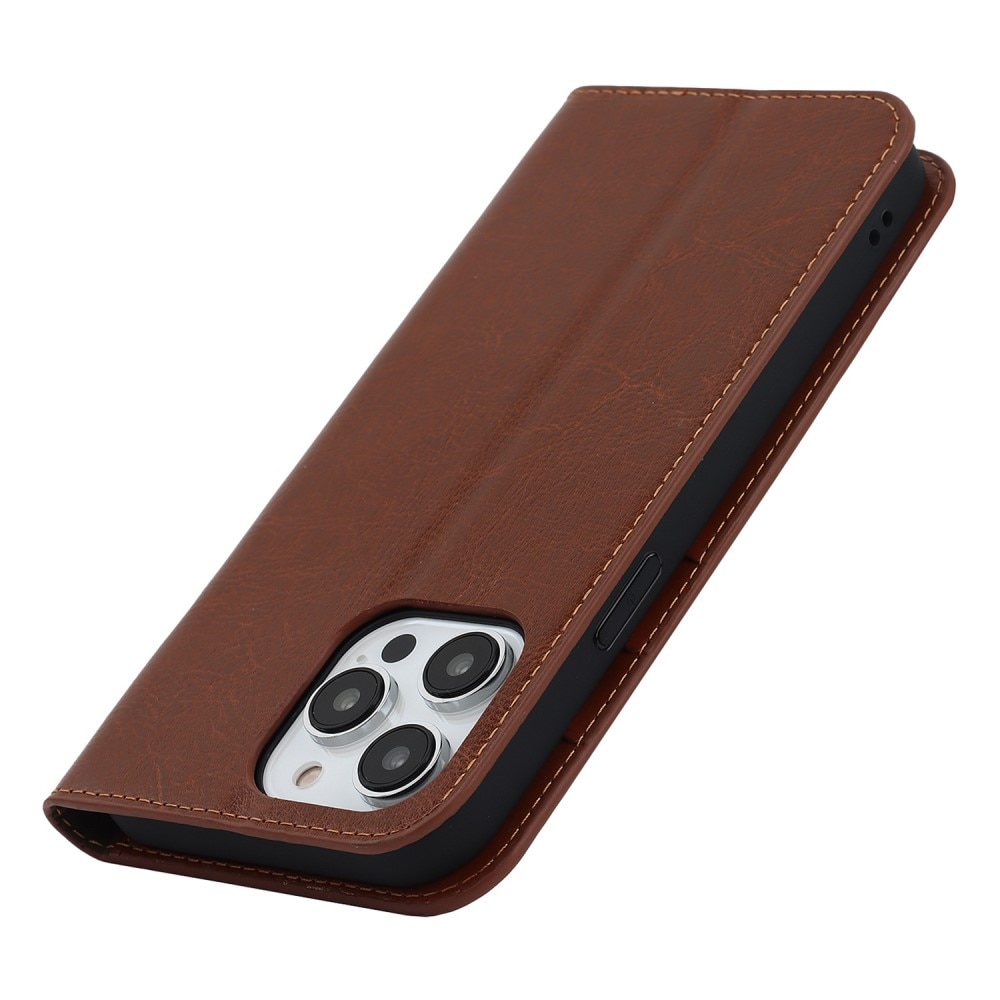Mobiltaske Ægte Læder iPhone 14 Pro brun