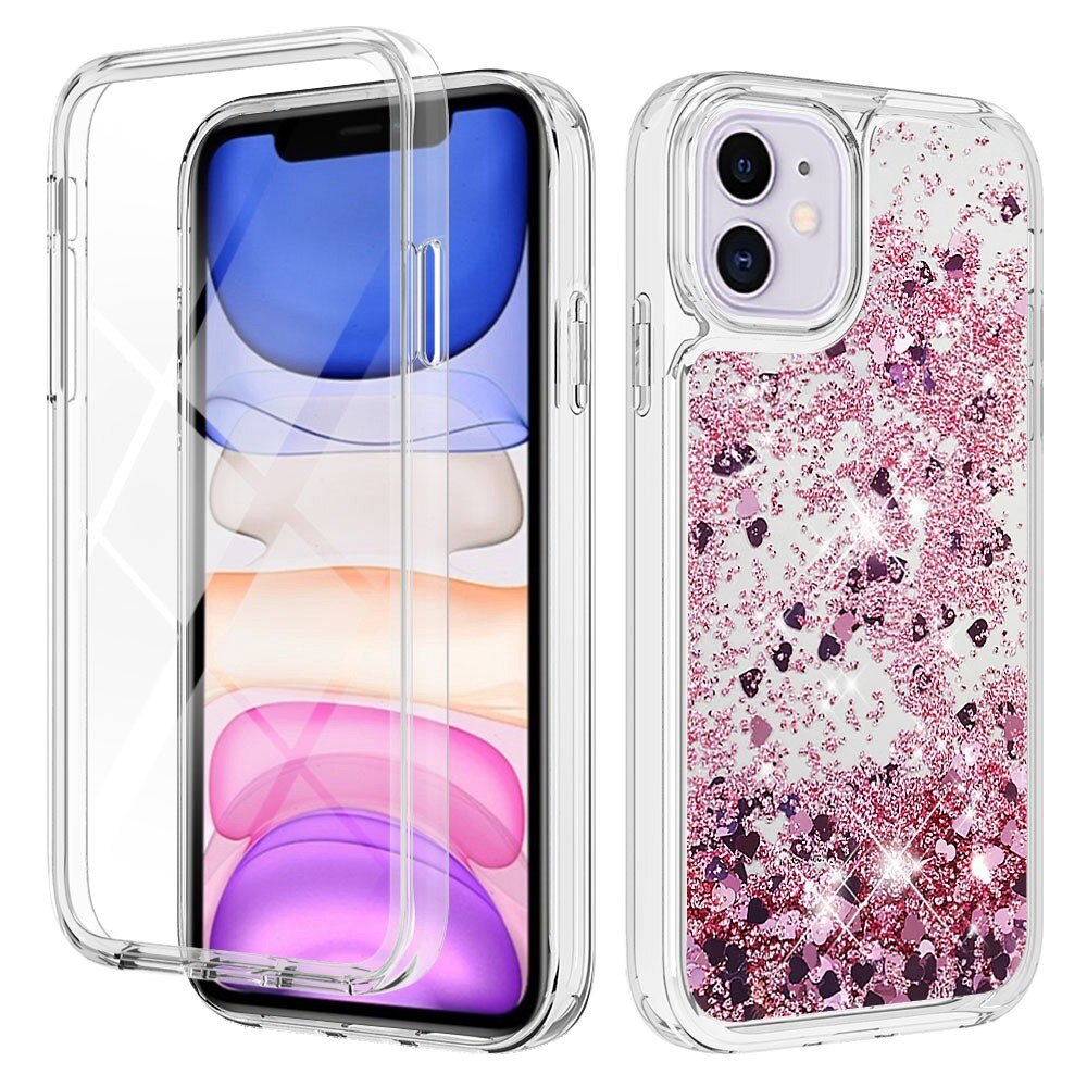 Full Protection Glitter Powder TPU Case iPhone 11 lyserød