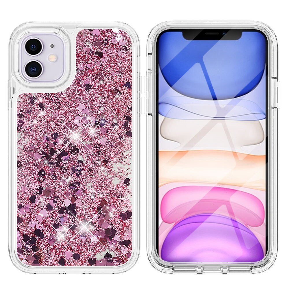 Full Protection Glitter Powder TPU Case iPhone 11 lyserød