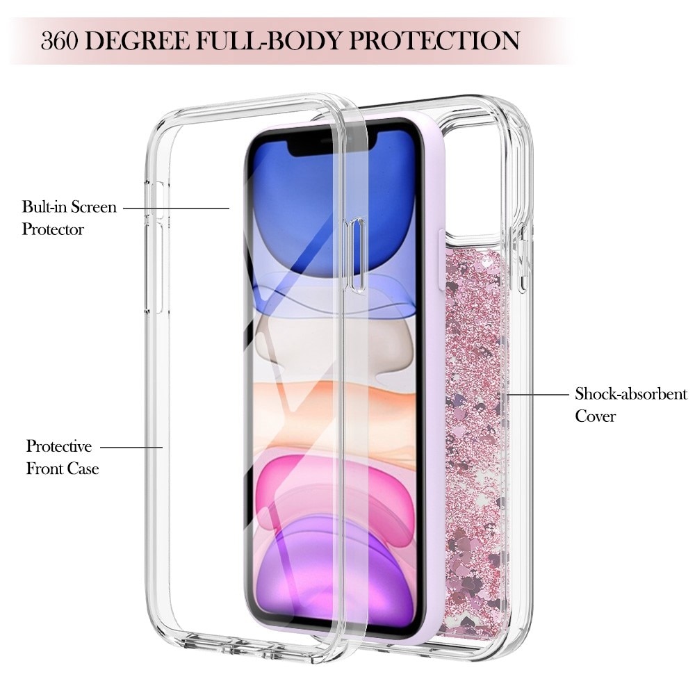 Full Protection Glitter Powder TPU Case iPhone 11 lyserød