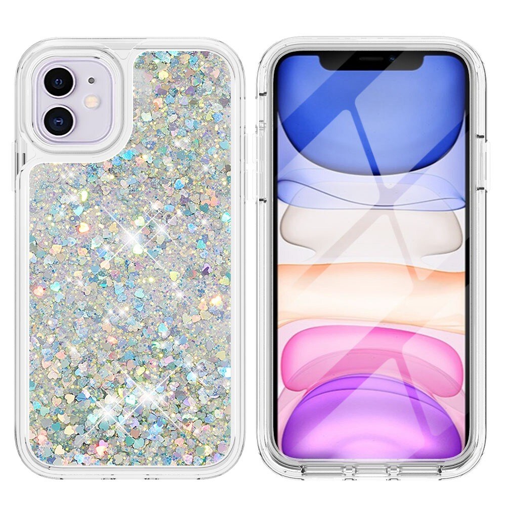 Full Protection Glitter Powder TPU Case iPhone 11 sølv
