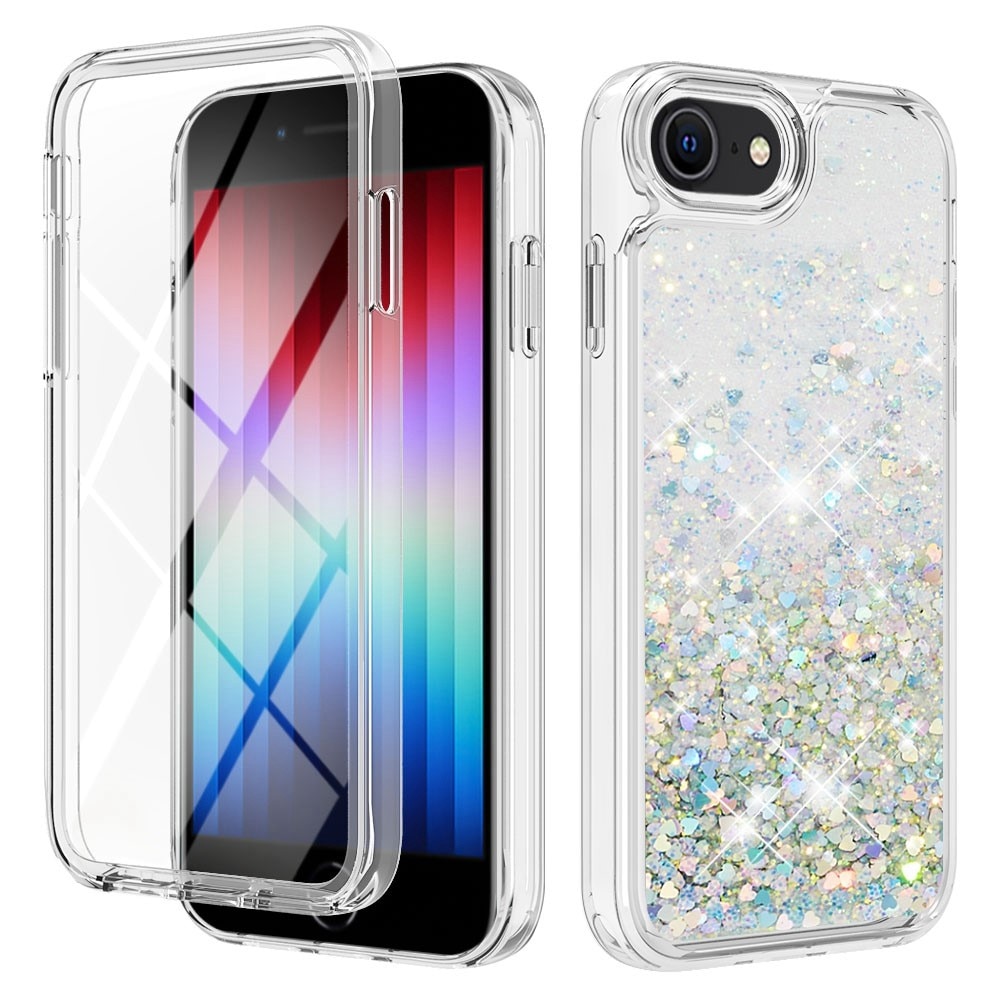 Full Protection Glitter Powder TPU Case iPhone 7/8/SE sølv