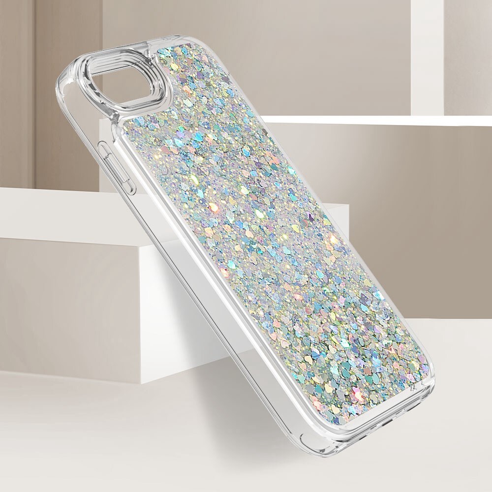 Full Protection Glitter Powder TPU Case iPhone 7/8/SE sølv