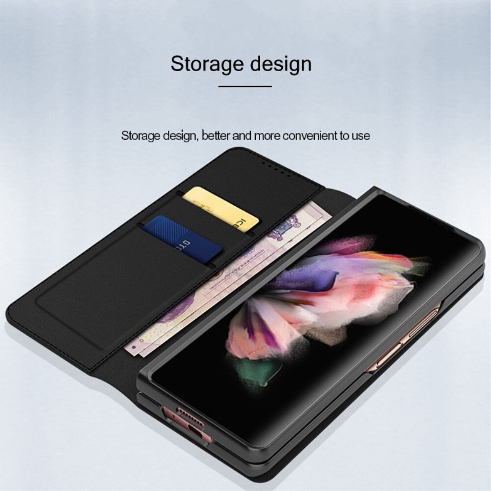 Ægte Læderetui Samsung Galaxy Z Fold 4 sort