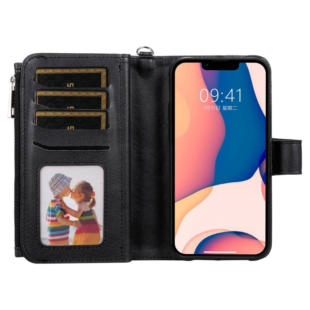 Zipper Magnet Wallet iPhone 14 Plus sort