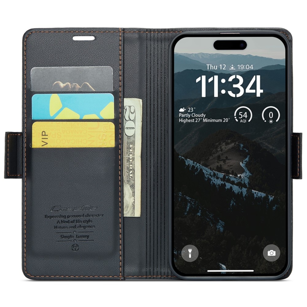 RFID blocking Slim Pung Etui iPhone 17 Sort