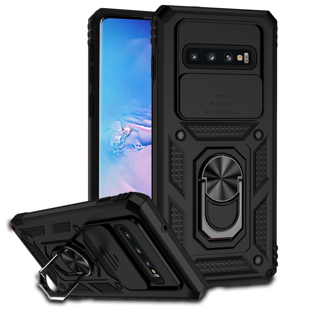 Hybridcover Tech Ring+Kamerabeskyttelse Samsung Galaxy S10 Plus sort