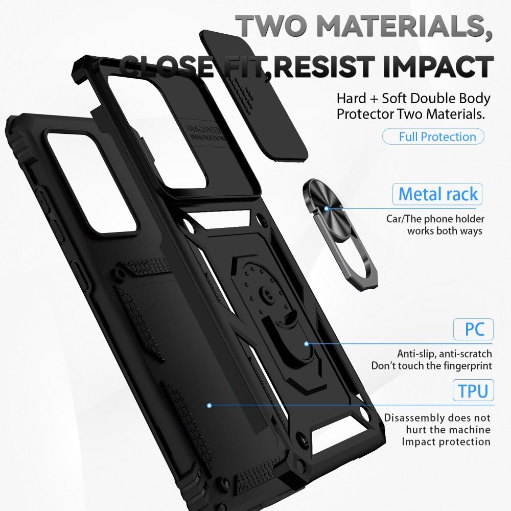 Hybridcover Tech Ring+Kamerabeskyttelse Samsung Galaxy S20 Ultra sort